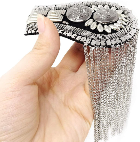 Honbay 1 Pair of Metal Tassel Chain Shoulder Epaulets Shoulder Boards Badge Fixed with Pins for Men and Women...