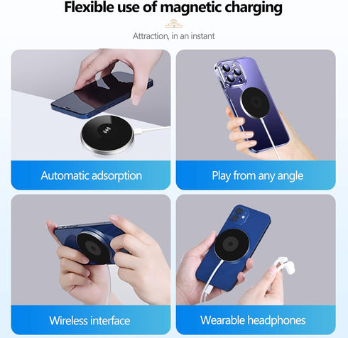 YUN CHUANG Magnetic Wireless Charger, Aluminum 15W Fast Charging Pad, Fingertip Gyroscope, Compatible with iPhone 15 14 13 12 11 10 Series, Samsun...