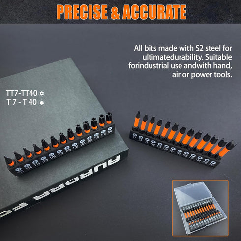 Torx screwdriver set 26pcs(T7-T40 TT7-TT40) security torx bit set,tamper proof torx bit set,1/4 hex bit set,Two size options with and without hole...