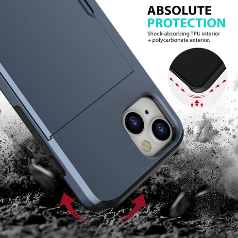 ZUSLAB Card Holder Slot Case Compatible with Apple iPhone 15 6.1 Inches 2023, Phone Wallet Case with 1 Tempered Glass Screen Protector, Rubber & P...