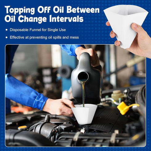 50 Pcs Disposable Paper Funnels for Motor Oil 10 Oz Large Engine Oil Funnel Single Use Paper Cone Funnel for Gas Car Oil Change Fluid Automotive U...