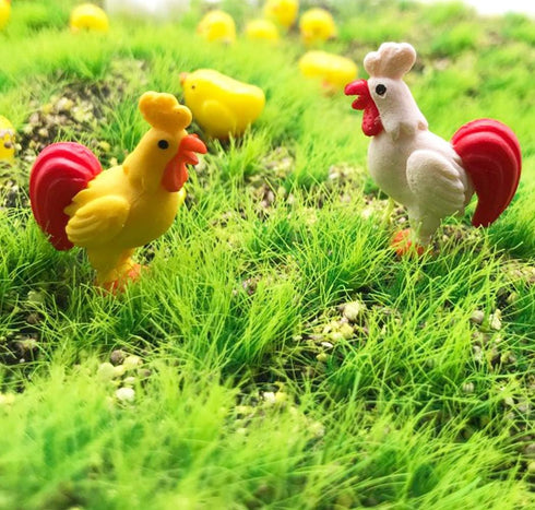 22Pcs Miniature Family Chicken,Cock,Hen,Egg,Chickens Nest Ornament Micro Landscape Fairy Garden Décor...