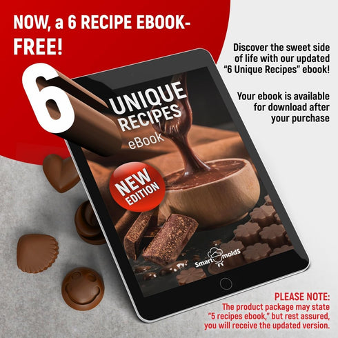Chocolate Molds Silicone - Set of 6 (with Free Recipes eBook) - Non-Stick & Food Grade Candy Molds for Chocolate, Jelly Candies, Truffles, Bath Me...