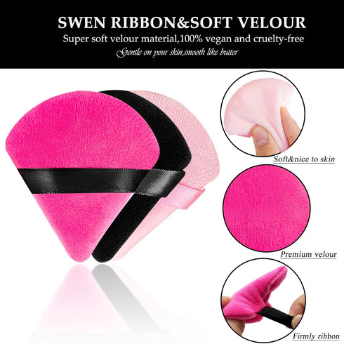 Powder Puffs for Face Powder 15 PCS Triangle Powder Puff Velvety Soft Reusable Makeup Puff for Powder and Liquids,Makeup Sponge Under Eye and Corn...