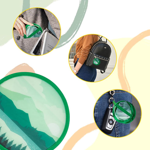 4 Styles Landscape Round Foldable Hand Fan Japanese Foldable Fan Style Handheld Foldable Compact Cooling Fans,Round Folding Fan for Outdoor Games,...