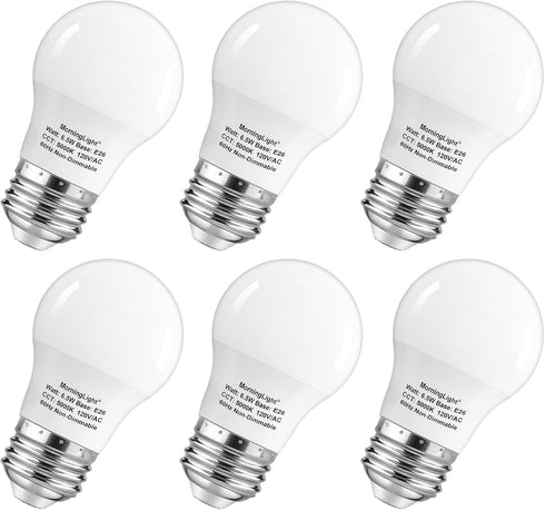 6 Pack A15 LED Bulbs 60W Equivalent, Daylight 5000K, E26 Base, Non-Dimmable, 6.5W 600 Lumens Bulb, A15 LED Light Bulbs for Ceiling Fan, Wall sconc...