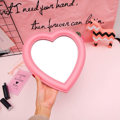 BinaryABC Heart Makeup Mirror Cosmetic Mirror Wall Desktop Mirror Bedroom Mirror(Pink)...