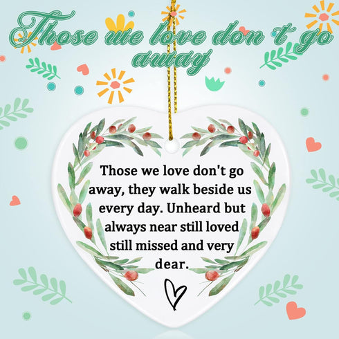 Memorial Ornament Ceramic Heart Shaped Memorial Gift for Loss of Loved One, Sympathy, Condolence, Bereavement, Grief, Mother, Father, Memorial Day...