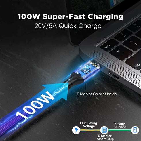 VCOM USB 4 Cable for Thunderbolt 4 Cable 4 FT, 100W Cable with 40Gbps Data and 8K@30Hz 5K@60Hz or Dual 4K Video,Compatible with Thunderbolt 3/4 Ca...