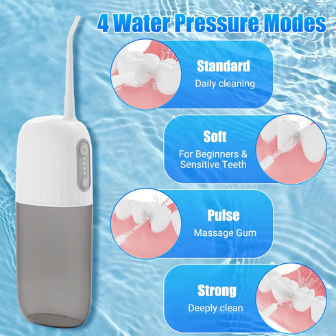 Water Flosser, 4 Modes Water Flosser for Teeth, Portable USB-C Rechargeable Oral Irrigator, 4 Replaceable Nozzles Water Dental Picks, IPX7 Waterpr...