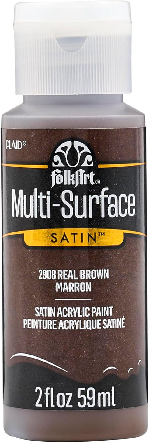 FolkArt Multi-Surface Paint in Assorted Colors (2 oz), 2908, Real Brown...