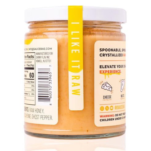 Sauce Bae Hot Raw Honey - Unfiltered & Unpasteurized, 100% USA White Clover, Perfect for Charcuterie & Sandwiches - 12 Oz...