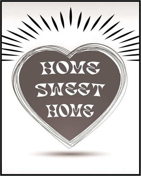 Posterizer 1 pcs-Home Sweet Home-Cute Heart Retro Print 2-Miscellaneous-Romantic Art-Living Room Bedroom Decor- unframed wall art...