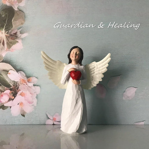 Guardian & Healing Angel Solid Resin Figurine,Red Heart Girl with Wings,Hand-Painted Home Decor Statue, Figurines for House Warming, Birthday Frie...