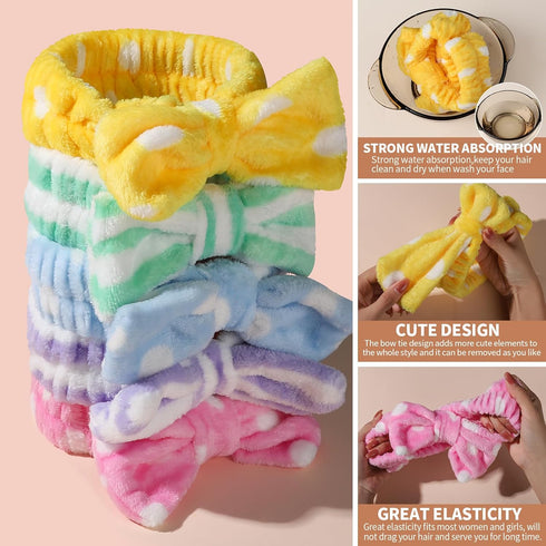 Teenitor Makeup Headband, Spa Headband, Bow Headbands, Headbands for Washing Face,Makeup, Shower Spa, Microfiber Headband for Girls Women Gift, 5p...