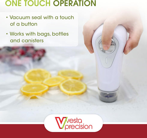 Vacuum Sealer by Vesta Precision - Handheld Vac 'n Seal | Extends Food Freshness | Fast and Powerful Vacuum | Compact Design | Long Battery Life |...