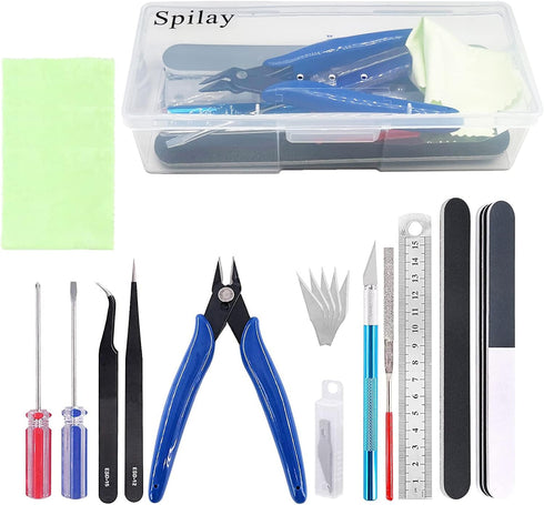 Spilay 16 Pcs Hobby Building Model DIY Tool Kit, Modeler Basic Miniature Handmade Craft Tools Set for Dollhouse Miniature Building...