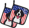 Caroline's Treasures BB2167PTHD American Flag and Bernese Mountain Dog Pair of Pot Holders Kitchen Heat Resistant Pot Holders Sets Oven Hot Pads f...