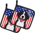Caroline's Treasures BB2167PTHD American Flag and Bernese Mountain Dog Pair of Pot Holders Kitchen Heat Resistant Pot Holders Sets Oven Hot Pads f...