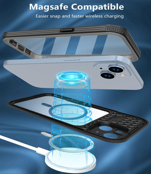 Design for iPhone 15 Case Waterproof 6.1‘’, Full Body Protective Shockproof Dustproof Phone Case for iPhone 15 - with Screen Protector (Black)...