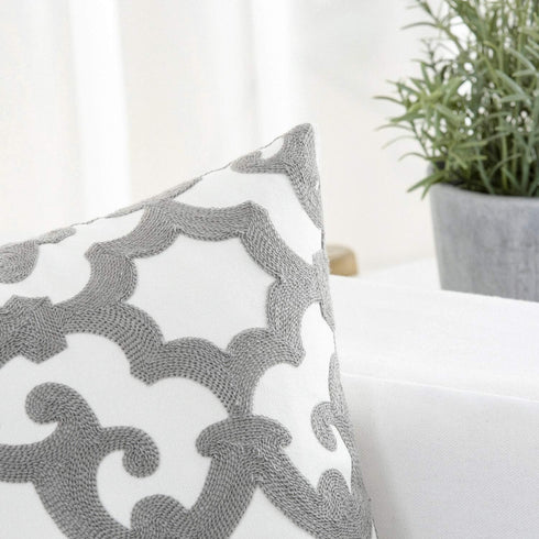 HWY 50 Grey Gray Decorative Throw Pillow Covers 18x18 Inch (1 Piece), Embroidered Cotton Farmhouse Cushion Cover Pillow Case for Sofa Couch Living...