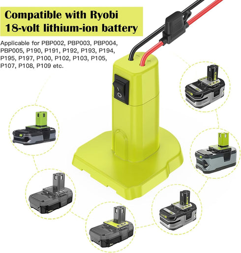 Power Wheels Adapter for Ryobi 18V Battery Adapter Power Wheels Battery Converter Kit with Fuse & Switch and Wire Harness Connector 12AWG Wire for...