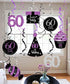 60th Birthday Decorations for Women Purple Black Silver 60th Birthday Party Decorations Hanging Swirls Ceiling– Women...