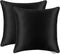 Black Pillow Covers Decorative Throw Pillow Cover Solid Satin Fabric Black and White Piping Living Room Couch Bedroom Sofa Square Cushion Cover Pi...