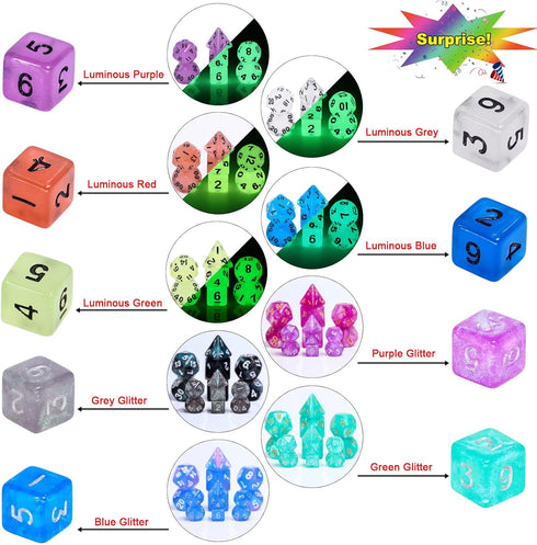 10 Sets Random Assortment Polyhedral RPG Mini Dice (70pcs),Surprise Mystery Mini Dice Set,10mm Mini DND Magic The Gathering Dice Set for MTG,RPG,D...