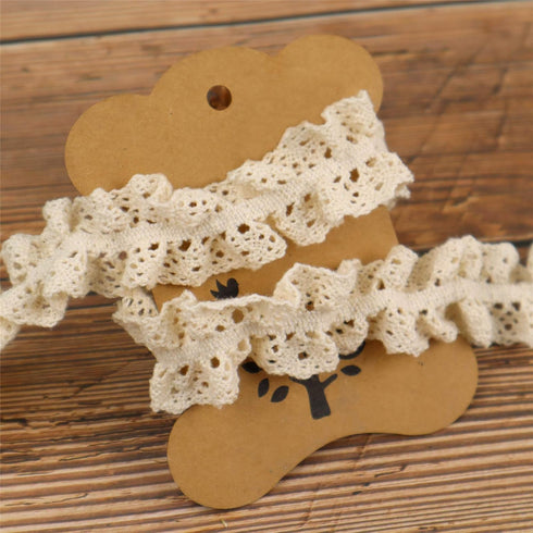 Beige Stretch Lace Trim Elastic-Frilly Trim for Socks-Gathered Crocheted Lace DIY Craft Ribbon (5Yards)...