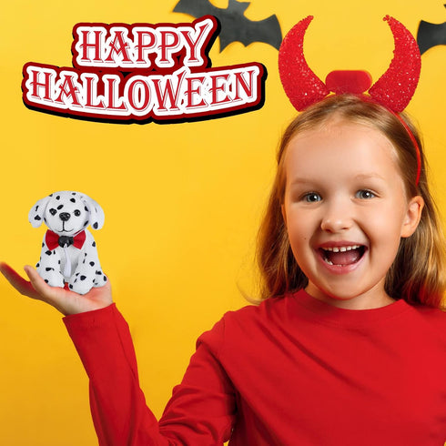 Kathfly 4 Pieces Halloween Plush Toy Dog Dalmatian Stuffed Animal Dalmatian Dog Spotted Stuffed Puppy Cuddly Sitting Stuffed Animal Toy Birthday P...