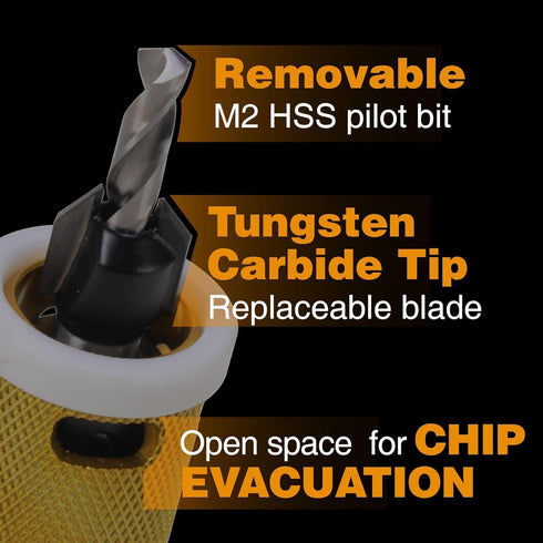 1/8"x3/8" Carbide Tipped Countersink Drill Bits with Low Friction Depth Stop, 1/4" Quick Change Hex Shank Countersink Drill with Replaceable HSS P...