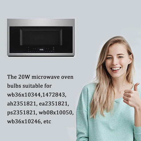 Microwave Light Bulb for GE Samsung Kenmore Maytag Elite Over The Stove Range Microwave Oven, Night Light/Stove Light Bulb G8 120V 20W Under Micro...
