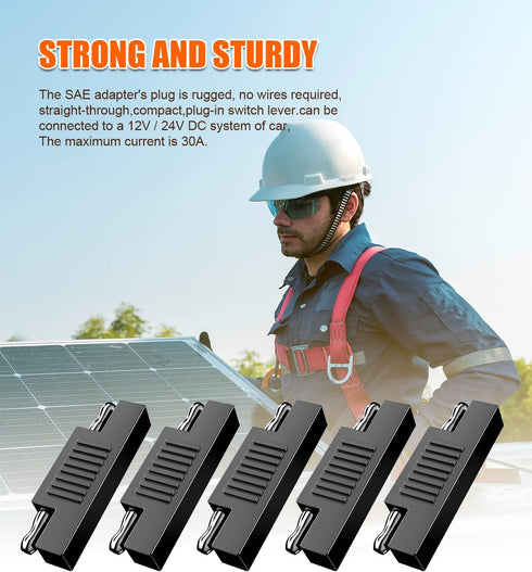SAE Connector SAE to SAE Polarity Reverse Quick Disconnect Cable Plug Adapter for Solar Panel Battery Power Charger-3pcs...