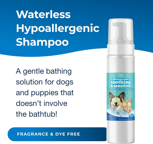 Pet-Ag Fresh ’n Clean Soothing & Sensitive Waterless Wash - 9 oz - Hypoallergenic & Rinse-Free Pet Shampoo for Dogs, Cats & Small Animals - Soap F...