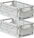 2-Pack Pastel Storage Crates, Collapsible Storage Crate, Plastic Baskets for Organizing, Cute Basket for Bedroom Decor Classroom and Office Kitche...