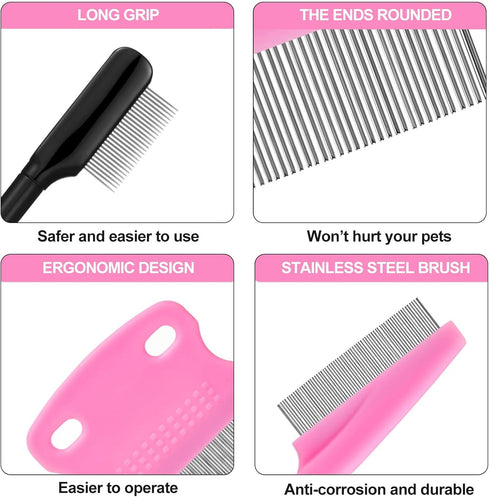 5 Pieces Dog Eye Combs Tear Stain Remover Combs Pet Grooming Comb for Small Dogs Gently Removing Eye Mucus and Crust (Pink, Black)...