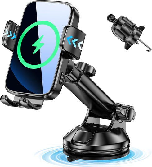 Wireless Car Charger Mount, Wireless Phone Charger for Car Auto Clamping Car Phone Holder Charger? Wind + Vent + Dash ?Car Wireless Charger for Ca...