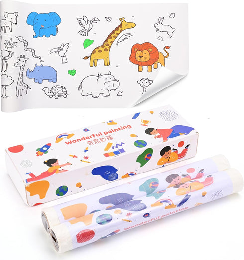 CELION Coloring Paper Roll for Kids, Toddler Drawing Paper Roll, 12 Inches x 30 Fee, 2 Rolls (Animal)...