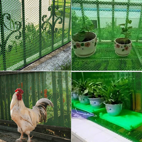 Wire Fence Mesh Plastic Mesh Roll Chicken Wire 11.8IN X 10FT Poultry Fencing Hexagonal Fencing with 25pcs Zip Ties Garden Netting for Poultry Dogs...