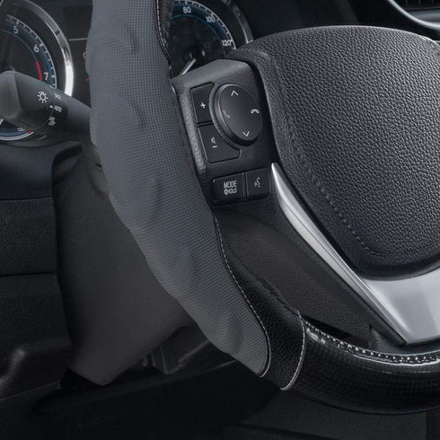 Motor Trend GripPlus Black Carbon Fiber Steering Wheel Cover, Standard 15 inch Size, Advanced Traction Grip, Car Steering Wheel Cover for Truck Va...