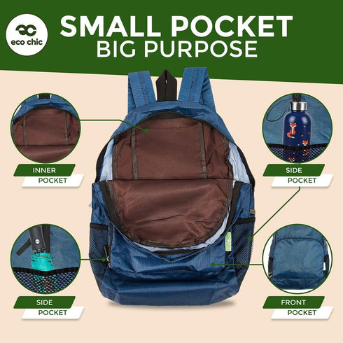 ECO CHIC Hiking Lightweight Packable Backpack - Foldable Daypack for Travel & Hiking & Outdoor Adventures - Waterproof Backpack from Recycled Mate...