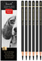 Professional Charcoal Pencils Drawing Set - 6 Pieces Soft Medium and Hard Charcoal Pencils for Drawing, Sketching, Shading...
