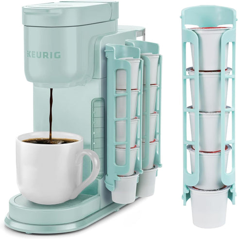 STORAGENIE K Cup Holder for Keurig, Coffee pod Storage, Side Mount | Wall Mount, Perfect for Small Counters (2 Rows/For 10 K Cups, OASIS BLUE)...