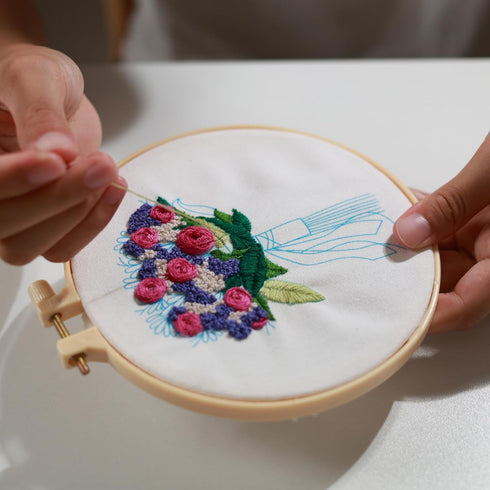 3 Sets Embroidery Starter Kit, Cross Stitch kit for Beginners DIY Adult Kids, Floral Embroidery kit with Bouquet Pattern, 3 Embroidery Fabric and ...