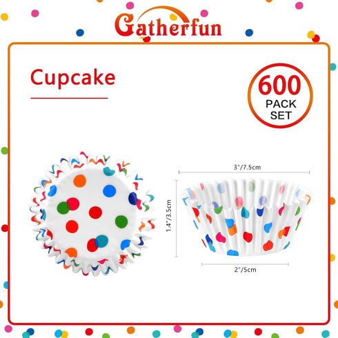 600-Count Dots Design Baking Paper Cups | Sturdy & Greaseproof Cupcake Liners Cupcakes | Essential Kitchen Supplies...