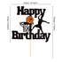 Unimall Basketball Happy Birthday Cake Topper Basketball Scene Themed Cake Fruit Picks for Man Boys Father Birthday Event Party Supply Black Glitt...