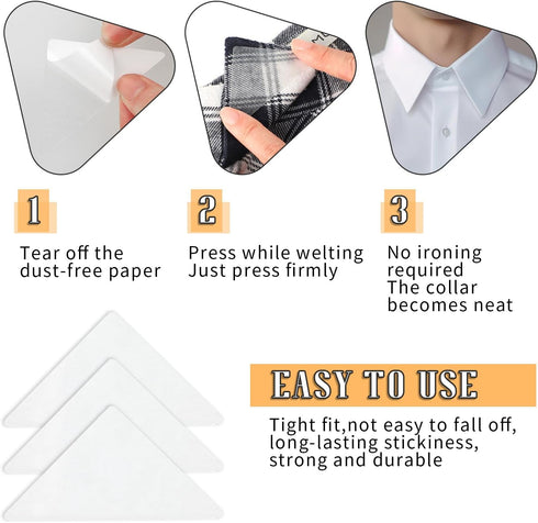 100 Pcs Collar Stays for Men's Dress Shirts, No Curl Polo Shirt Collar Stays Anti-Warping Edge Collar Stays Sticker Collar Support for Any Shirt o...