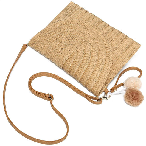 YIKOEE Straw Purse for Women Summer Beach Woven Bag With PomPom...