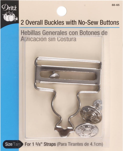 Dritz 88-65 Overall Buckles with No-Sew Buttons for 1-5/8-Inch, Nickle 2-Count...